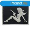 WARAGOD Tapasz 3D Girl with Pistol on Right fekete 7x5cm