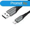 Kbel USB 2.0 Lightning, Vention LABHF 2.4A 1m (szrke)