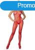  728509 Seamless Fishnet Halter Bodystocking O/S Red 