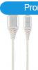 Gembird Premium Cotton Braided Micro-USB Cable 2m Silver/Whi