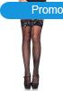  726261 LACE TOP LYCRA FISNET THIGH HI W/ BOW O/S BLK 