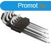 Torx kulcs klt., cv. ; 9db, lyukas, t10,15,20,25,27,30,40,45