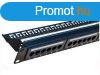 UTP Cat.5e 24 portos patchpanel, 1U magas, fekete