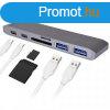 USB eloszt HUB MacBook-hoz, Type-C, USB 3.0, SD, Micro SD, 