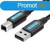 Vention USB-A 2.0/M -> USB-B/M, (PVC, fekete, nyomtatkb