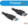 DELOCK kbel USB 3.0 Type-A male / female hosszabbt 3m fek