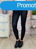 Szles gumis derek, vkonyan blelt, fekete leggings XS-L-i