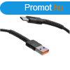 MobilNET Adat-, tltkbel fonott USB/USB-C, 3A, 1m, fekete