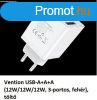 Vention USB-A+A+A (12W/12W/12W, 3-portos, fehr), tlt