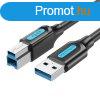 USB 3.0 A to B cable Vention COOBI 3m Black PVC