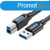 Vention USB-A 3.0 -> USB-B 3.0 (PVC, fekete) , 1,5m, Vent