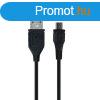 Utngyrtott USB - micro USB fekete adatkbel 1m