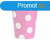 Rzsaszn Pink Polka Dots papr pohr 6 db-os 270 ml